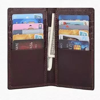 Кожаный кошелек и сумка для монет с защитой от кражи Jiameida Retro RFID шоколадный