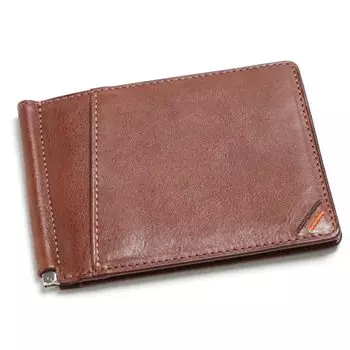 Кожаный кошелек Leather Craftsman Dualline с зажимом для денег, карманом, из тонкой натуральной кожи Tochigi, с внешним карманом, ножницы для купюр DU016 BR для мужчин