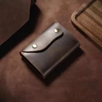 Кожаный кошелек ручной работы для мужчин, винтажный визитница, кошелек из натуральной кожи коричневый
