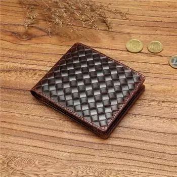 Кожаный кошелек с карманом для монет на молнии, короткий мужской кошелек, дизайн RFID, держатель для удостоверения личности с цепочкой для монет