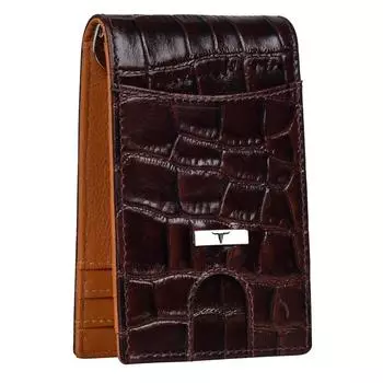 Кожаный кошелек с зажимом для денег Eddy Brown/Mustard для мужчин