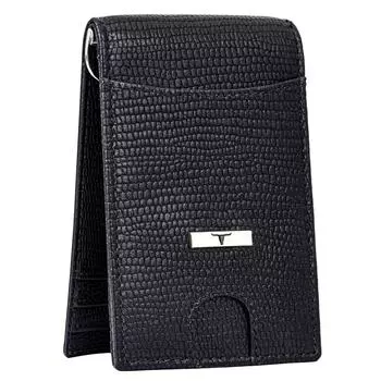 Кожаный кошелек с зажимом для денег Eddy Printed Black для мужчин