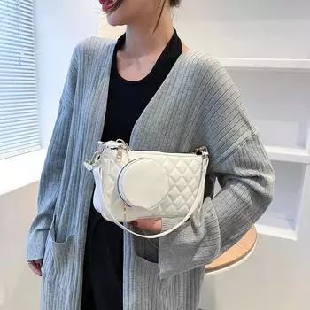 Кожаный кошелек в стиле ретро, сумка через плечо, композитная сумка, женские сумки через плечо с решеткой чёрный