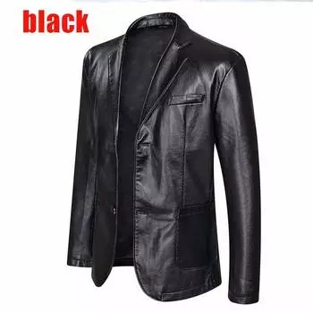 Кожаный костюм большого размера 7XL, кожаная куртка с свободными лацканами, мужская кожаная повседневная куртка больших размеров M чёрный
