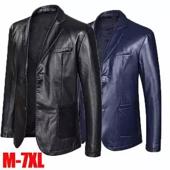 Кожаный костюм большого размера 7XL, кожаная куртка с свободными лацканами, мужская кожаная повседневная куртка больших размеров