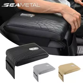 Кожаный коврик для автомобильного подлокотника из SEAMETAL с сумкой для хранения, центральная консоль, авто подлокотники, ящик для хранения, накладка чёрный