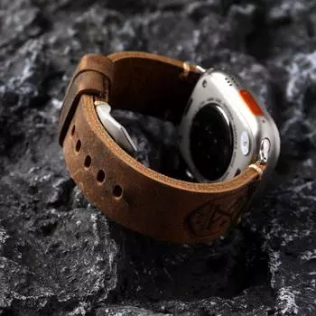 Кожаный кожаный браслет Crazy Horse ремешок для часов Apple Watch 9 7 8 6 5 SE Ultra 2