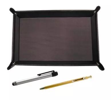 кожаный лоток для ручек с серебристой металлической сенсорной ручкой и набором из 60 золотых тонких шариковых ручек шоколадного цвета (TRATYO-ALST-SV60KBP)