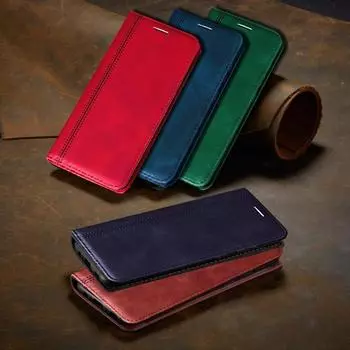 Кожаный магнитный чехол-книжка для Samsung Galaxy A21S A51 A71 A01 Core A11 A31 A41 A70 A50 A30 A40 A20 A10 S M21 M51 S20 FE Ultra Plus, откидная крышка-бумажник Redmi K40/K40 Pro чёрный