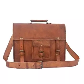Кожаный мессенджер - Сумка-мессенджер из козьей кожи для ноутбука Ретро-сумка-мессенджер Кожаная сумка Офисный портфель Портфель Рабочая сумка Сумка для колледжа 15 x 4 x 11 in коричневый