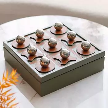 Кожаный металлический ящик, свет, роскошь, Ins, модель комнаты, мяч, шахматная доска, ресторан, офис продаж, ресторан, мягкое украшение, хранение, украшения