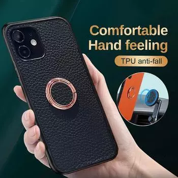 Кожаный мягкий силиконовый чехол с кольцом на 360° для Samsung Galaxy A14 A53 A33 A23 S21 S22 S23 Ultra Plus Xiaomi Redmi Note 11 iPhone 15 14 13 12 11 Pro Max For iPhone 15 красный