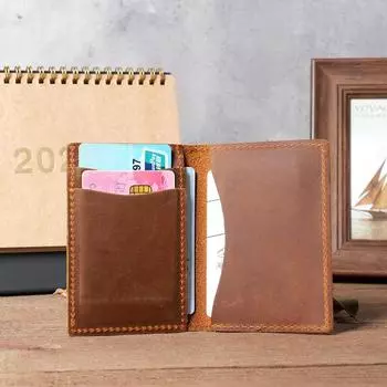 Кожаный мужской держатель для кредитных карт Crazy Horse, тонкий тонкий футляр для удостоверений личности, бумажник в стиле ретро, кошельки из натуральной воловьей кожи для мужчин кофейный