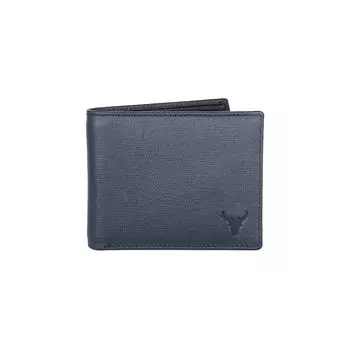 Кожаный мужской кошелек I Ручная работа I Слоты для кредитных/дебетовых карт I 2 отделения для купюр I 2 потайных отделения (Синий сафьян)