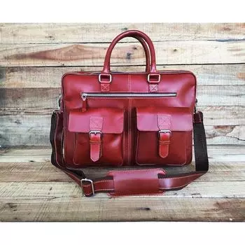 Кожаный мужской портфель, индивидуальная сумка-мессенджер для ноутбука, формальная сумка-портфель, кожаный офисный портфель для мужчин и женщин 17 x 12 x 4 in коричневый