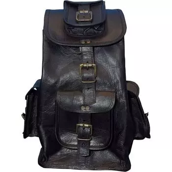 Кожаный мужской рюкзак 20X10X10 дюймов, сумка для ноутбука, черный винтажный портфель 20 x 10 x 10 in чёрный