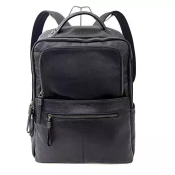 Кожаный мужской рюкзак, деловая сумка, 14-дюймовый планшетный ПК, рюкзак из коровьей кожи для занятий спортом на открытом воздухе чёрный