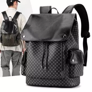 Кожаный мужской рюкзак, винтажный рюкзак для ноутбука 15,6 дюйма, водонепроницаемый прочный дорожный рюкзак, кожаный рюкзак для колледжа чёрный