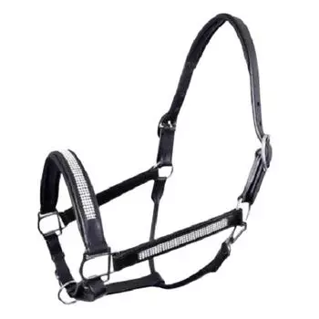 Кожаный недоуздок для уздечки, 4 ряда, прозрачный кристалл на носовой ленте для лошади. Extra(Extra Large) чёрный