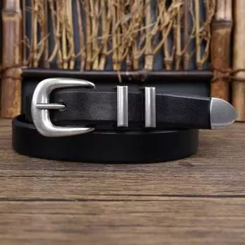 Кожаный нишевый дизайн тонкий ремень женский 2024 летний универсальный ремень черный Ins стиль простой 105cm хаки