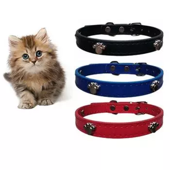 Кожаный ошейник для кошек, регулируемое ожерелье для домашних животных, удобный ошейник для кошек и котят XS красный