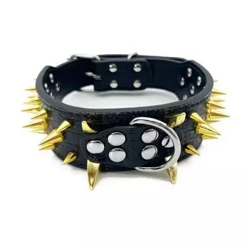 Кожаный ошейник с шипами для собак средних и крупных пород, регулируемый ошейник против укусов S