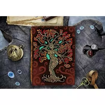 Кожаный печатный дневник Матери-Земли с 200 нелинейной винтажной бумагой для офиса и личного пользования 5 x 7 in