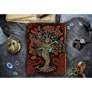 Кожаный печатный дневник Матери-Земли с 200 нелинейной винтажной бумагой для офиса и личного пользования 5 x 7 in