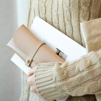 Кожаный пенал ручной работы Simple Life - популярная фраза в Корее. beige