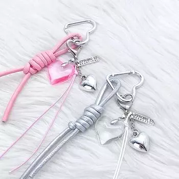 Кожаный плетеный брелок для ключей с подвеской в форме сердца, простой универсальный брелок для украшения сумки, ювелирные изделия, аксессуары розовый
