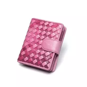 Кожаный плетеный кошелек унисекс короткий кошелек из овчины ручной работы кошелек для билетов серый