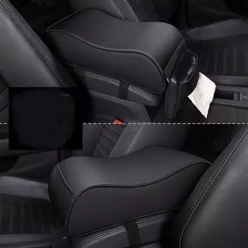 Кожаный подлокотник автомобиля, утолщенный защитный коврик для подлокотника, подушка для защиты салона автомобиля чёрный