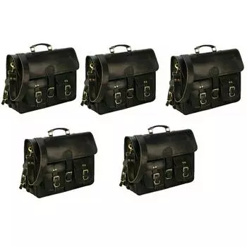 Кожаный портфель для ноутбука Goat Messenger, мужской портфель через плечо, винтажный черный, новый, настоящий. { Упаковка из 5 шт. } 15 x 11 x 4 in чёрный