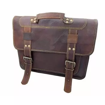 Кожаный портфель Сумка-мессенджер для ноутбука Наплечная сумка Мужской козий 16 x 12 x 6 in коричневый