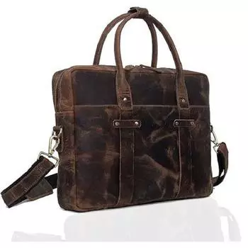 Кожаный портфель, сумки-мессенджеры для ноутбуков для мужчин и женщин, лучшая офисная сумка для колледжа 16 x 12 x 4 in коричневый