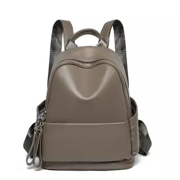 Кожаный простой повседневный женский рюкзак большой емкости из коровьей кожи с мягкой сумкой и несколькими отделениями серый