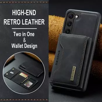 Кожаный противоударный чехол для Samsung S23 Ultra, аксессуары для телефонов, чехол для Samsung Galaxy S23 Ultra S 23 Plus, чехлы с отделением для карт for Galaxy S23 кофейный