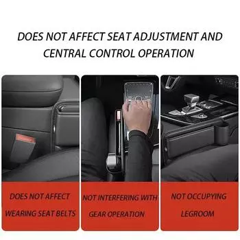 Кожаный ящик для хранения автомобильного сиденья, универсальный многофункциональный ящик для хранения на боковой панели консоли с подстаканником, сумка для хранения в салоне автомобиля чёрный