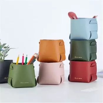 Кожаный ящик для хранения ключей на крыльце, складной ящик для гостиной, спальни, рабочего стола, косметики, пульта дистанционного управления, канцелярских принадлежностей, хранения различных вещей, корзина для хранения вещей, дома зелёный