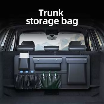 Кожаный ящик для хранения на багажник автомобиля, сумка для хранения инструментов на спинку сиденья автомобиля, многофункциональная подвесная сумка, сумка для хранения на заднее сиденье 1pc чёрный