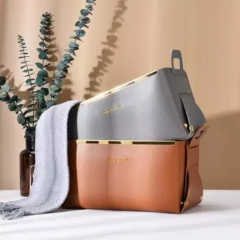 Кожаный ящик для хранения с ручкой, устройство для беспорядка на рабочем столе, гостиная, уход за кожей, косметика, закуски, кожаный поднос для хранения onesize розовый