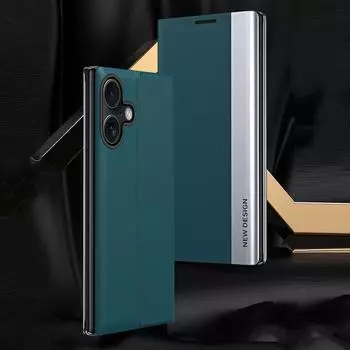 Кожаный раскладной чехол для iPhone 16 Pro Max 15 Plus 14 13 12 11 Pro Max Mini Stand Holder Pc Hard Single Color Cover iPhone 16 чёрный