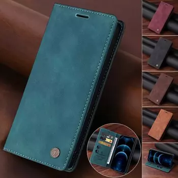 Кожаный раскладной чехол для iPhone 16E 16 15 14 Plus 13 12 11 Pro Max XR X XS MAX 7 8 роскошный чехол-книжка с карточкой-кошельком Etui iPhone 7 (8) коричневый