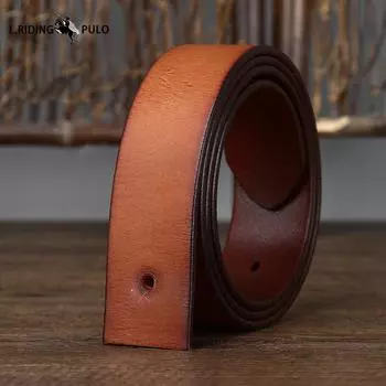 Кожаный ремень без пряжки для мужчин, Пряжка-штифт из натуральной кожи, Верхний слой из чистой коровьей кожи, Ретро матовая модная полоска для ремня 100cm хаки