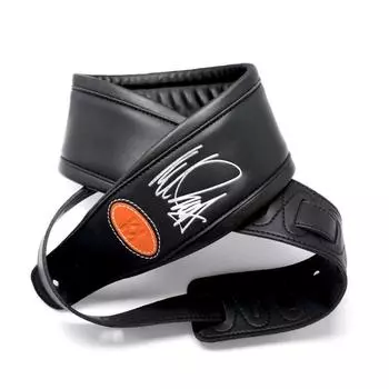 Кожаный ремень для электрогитары с подписью Нила Зазы. Широкий утолщенный ремень для бас-гитары.