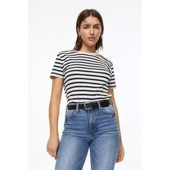 Кожаный ремень H&M черный/серебристый цвет
