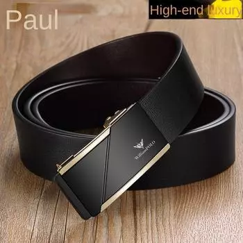 Кожаный ремень King 2023, новая мужская пряжка из натуральной кожи, автоматическая пряжка, высококачественный мужской поясной ремень. 105cm серебряный