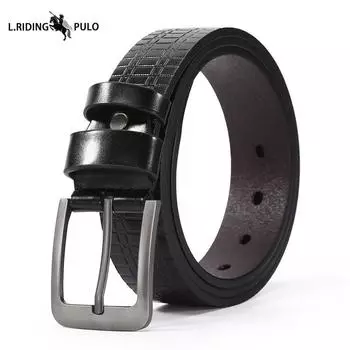 Кожаный ремень с пряжкой-штифтом Мужской Джинсовый Модный Универсальный Ремень Высокого Качества Повседневный Ремень 110cm чёрный