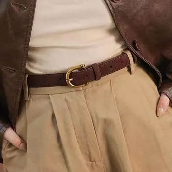 Кожаный ремень женский декоративный джинсовый костюм простой ретро маленькая золотая пряжка модный Ins ветровой ремень 100cm