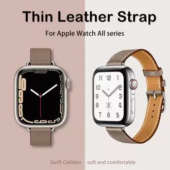 Кожаный ремешок 14 мм для Apple Watch Bands 45 мм 38 мм 49 мм 40 мм 42 мм 41 мм женский браслет для умных часов iWatch All Series 38&40&41mm